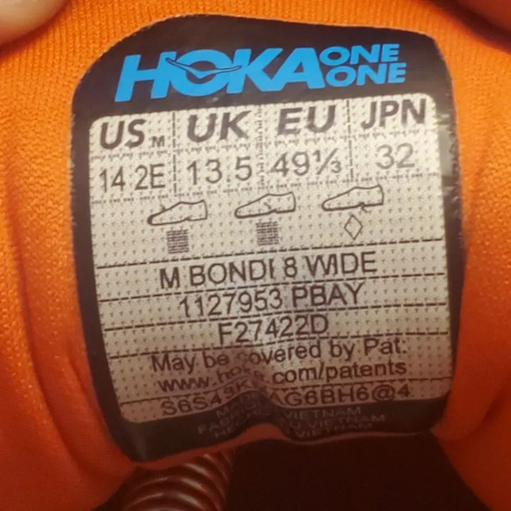 HOKA Bondi 8 Men’s 14 2E Wide Amber Yellow Running Shoes